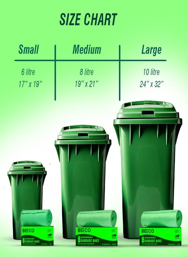 بيكو أكياس قمامة صديقة للبيئة من بيكو | 150 قطعة | حجم كبير - 24 × 32 بوصة | 15 كيسًا × 10 لفات | أخضر | أكياس قمامة مزودة برباط قابل للفصل | للنفايات الجافة والرطبة - Image 5